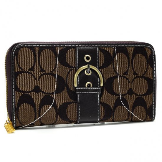 Coach Buckle In Signature Large Coffee Wallets AXI [coach20210297 ...