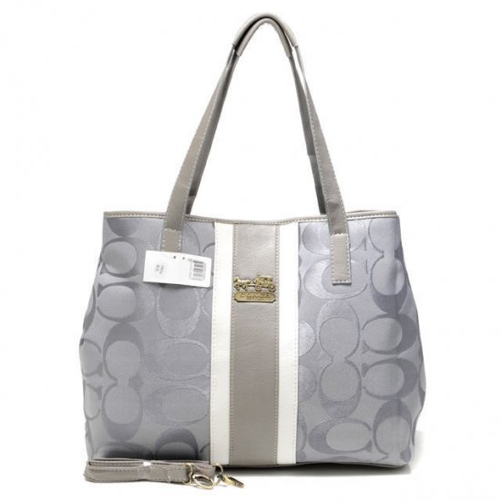 Coach Hamptons Weekend Signature Stripe Medium Grey Totes AEV ...